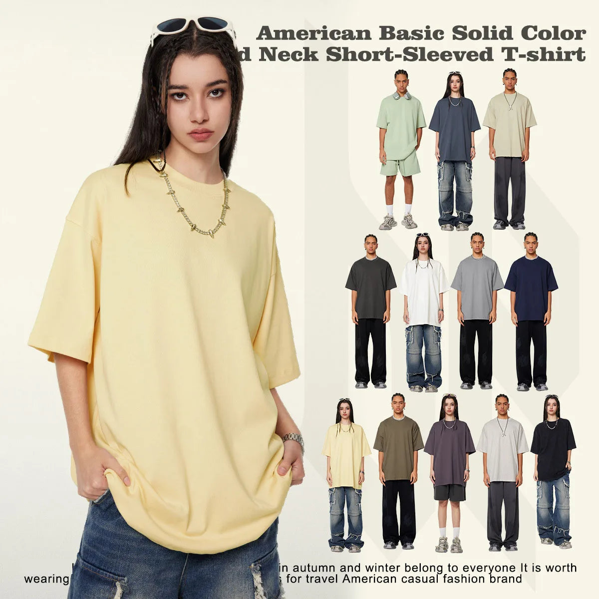 345G 100% Cotton Custom Logo Heavyweight New Trendy Brand Basic Short-sleeved Pure Cotton Loose Casual T-shirt for Men