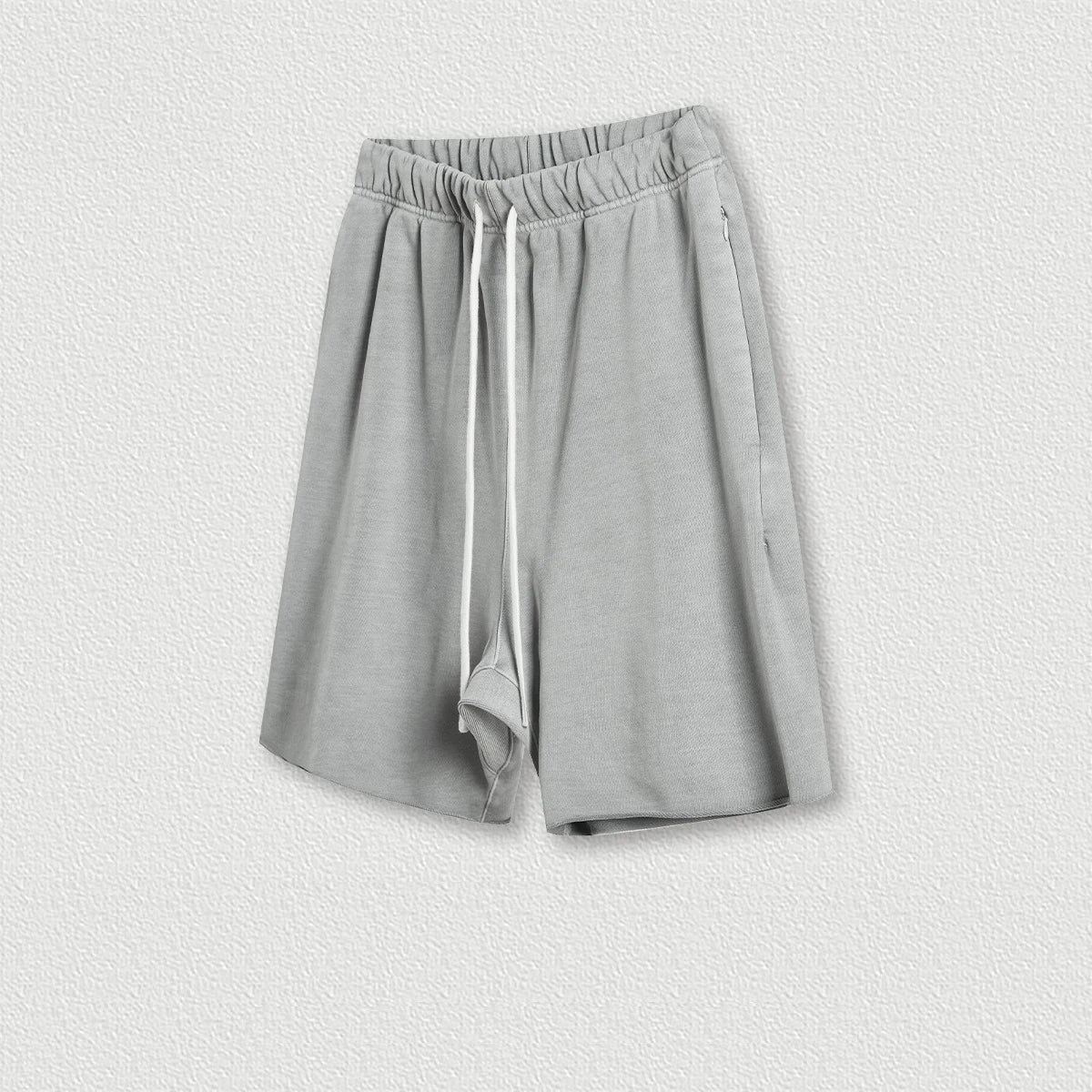 410G 100% Cotton Custom Logo Fashion Brand Retro High Street Loose Edge Shorts Summer Casual  Men's Sports Washed Shorts