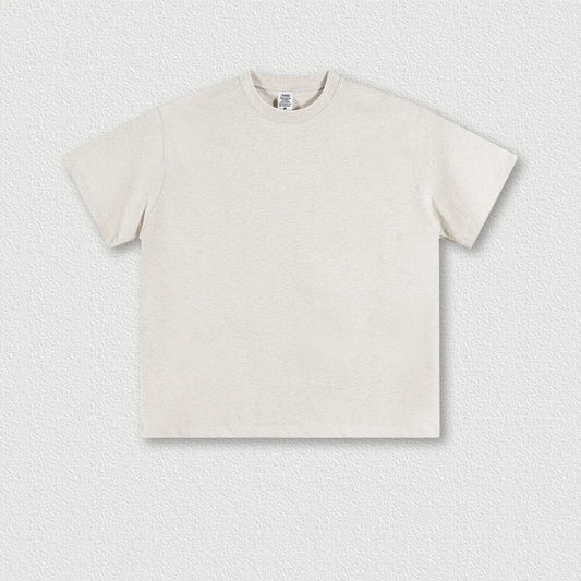345G 100% Cotton Custom Logo Heavyweight New Trendy Brand Basic Short-sleeved Pure Cotton Loose Casual T-shirt for Men