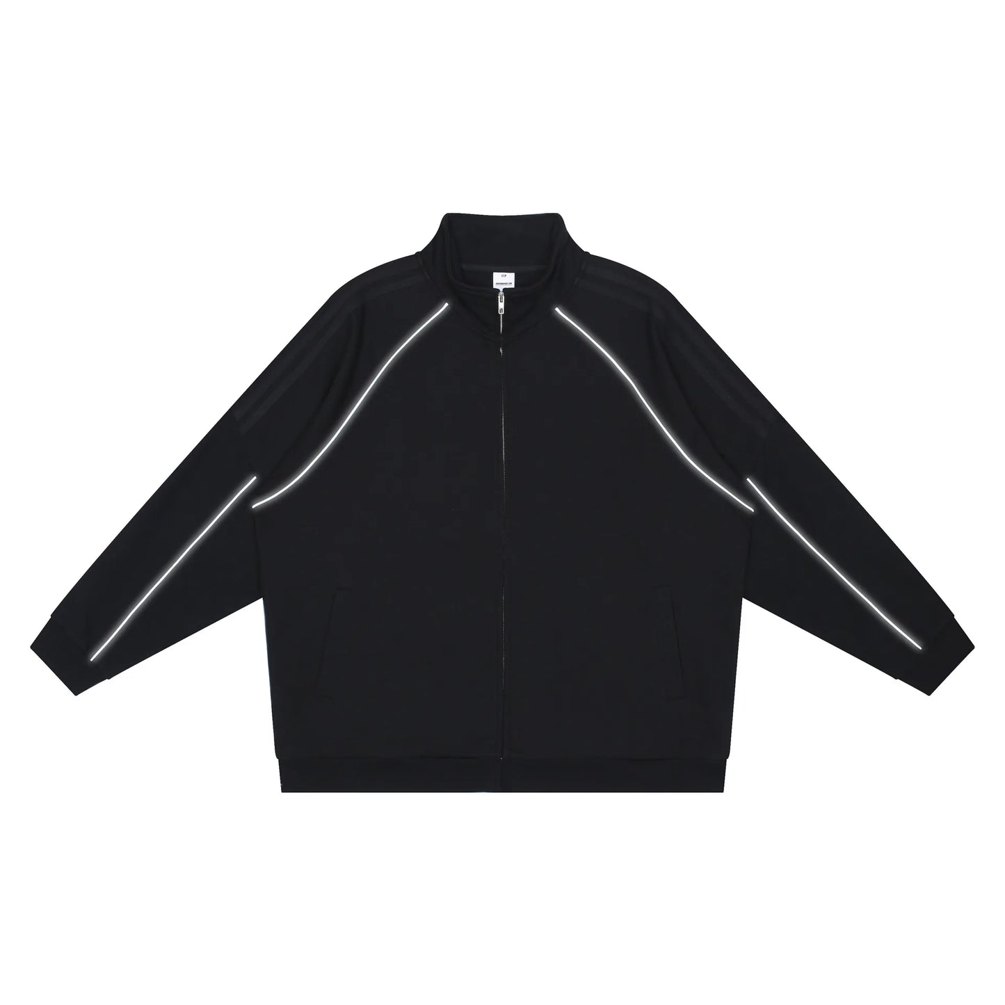Custom Logo Embroidery Washed Polyester/Cotton Zip-Up Men's Autumn Long Solid Color Oversized Fleece Sweatshirt Pocket