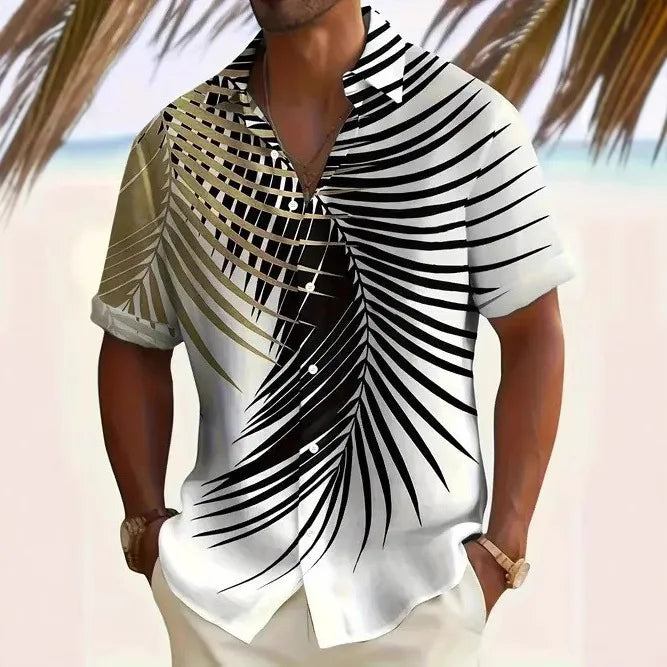2026 Summer New Hawaiian Floral 3D Digital Printed Polyester Casual Loose Fit Youth Pop Turn-down Collar Men's Shirt