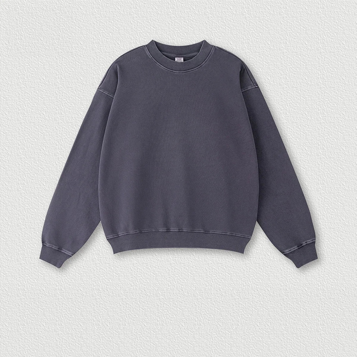 380G 100% Cotton Heavyweight Autumn and Winter Crewneck Couples Shoulder Pullover Sweatshirt Solid Color Sweater Suit