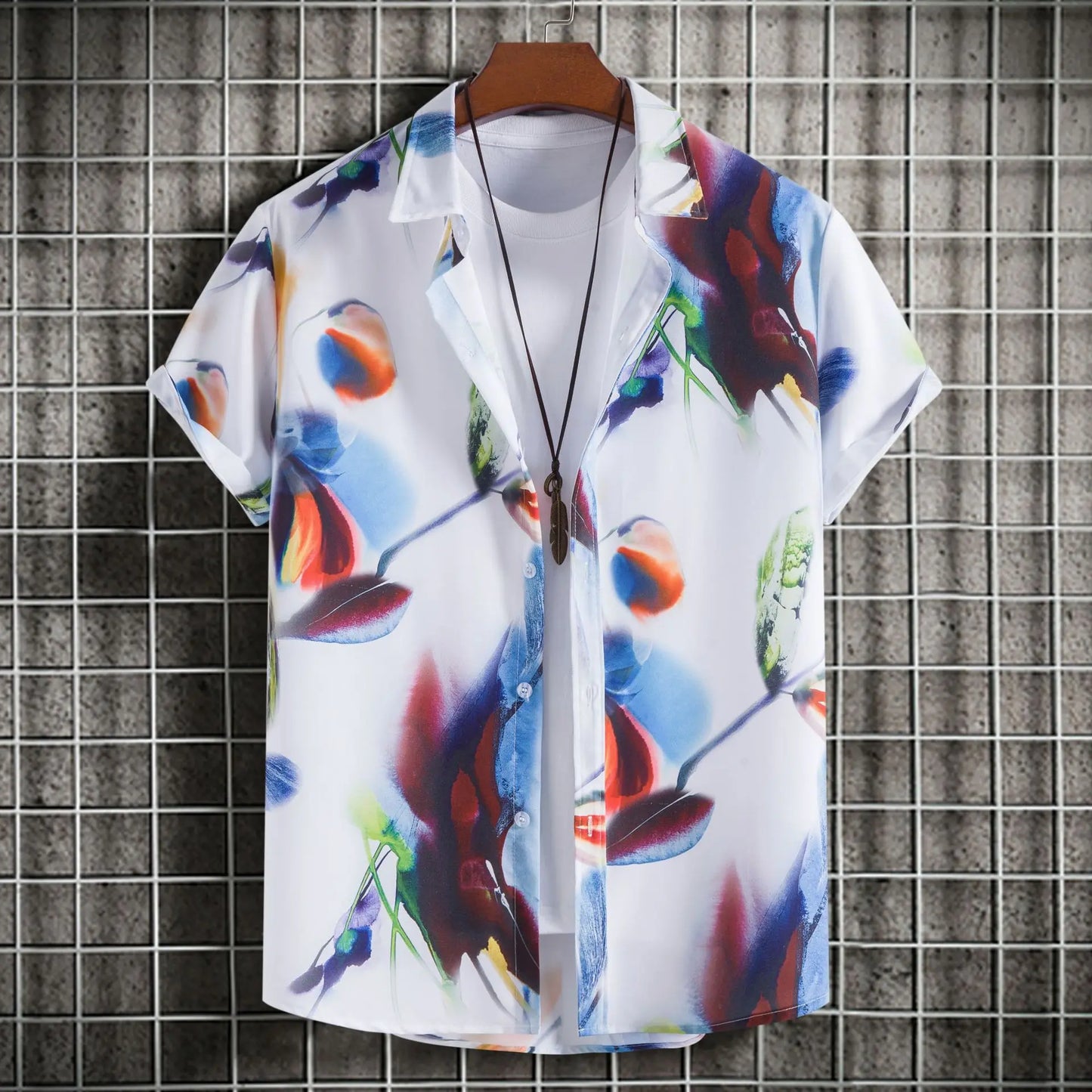 Abstract Art Men's Shirt | Minimalist Brush Stroke Short Sleeve Shirts