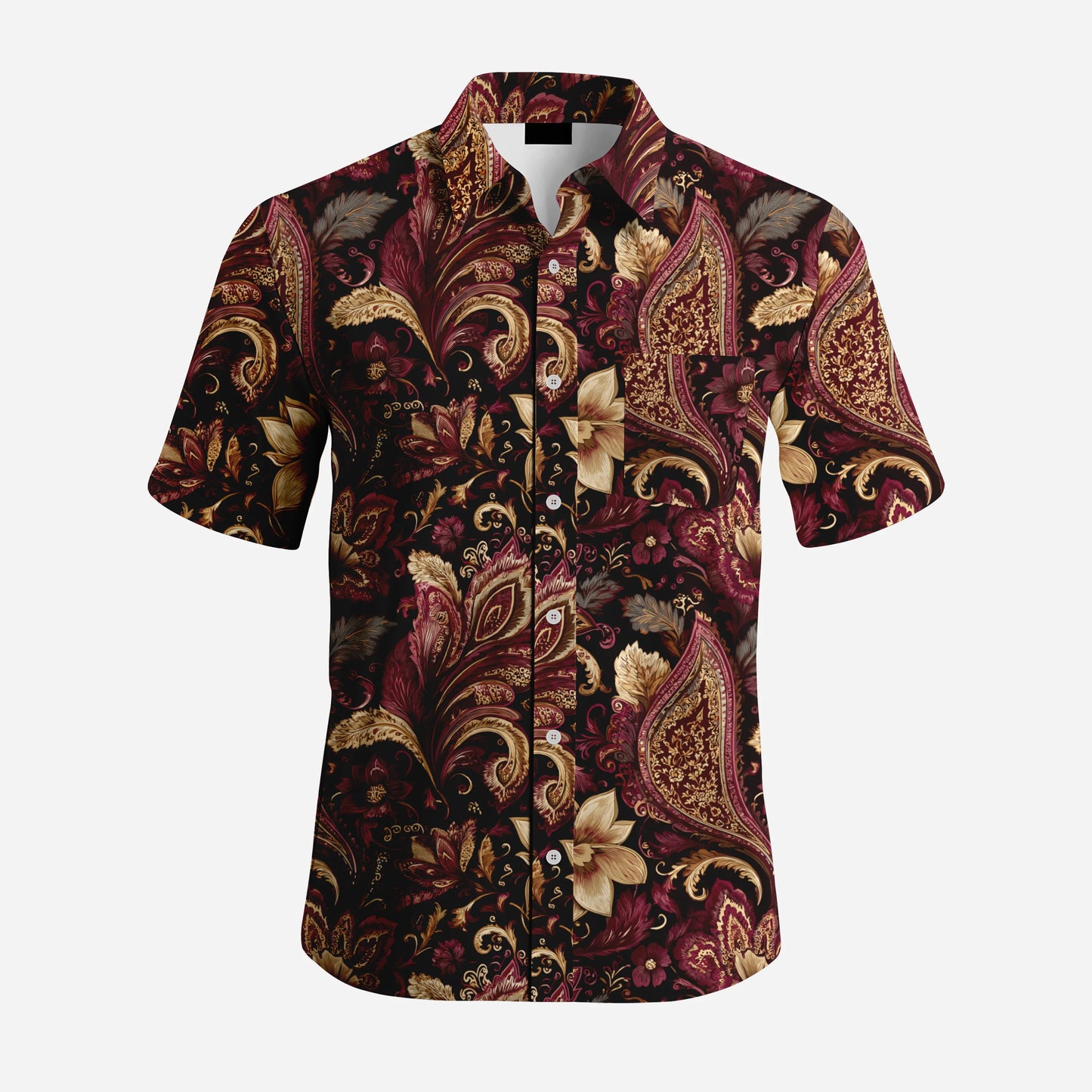Tribal Pattern Short Sleeve Shirt | Brown Geometric Print Men's Top