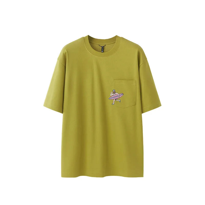 240G Sports Embroidered Pocket T-shirt 6 in 1 Cool Quick-drying Short Sleeves T-shirt for Men