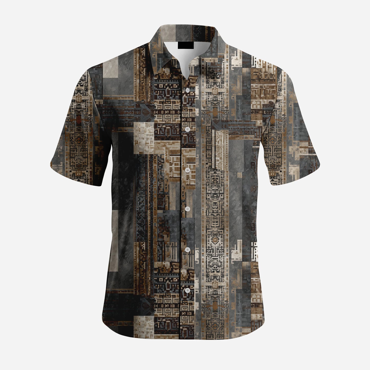 Men's Hawaiian Shirt Print Loose Fit Short Sleeve Casual Button Down Holiday Beach Shirt with Pocket for Summer