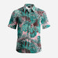 American Retro Floral Men's Short-Sleeved Casual Shirt 100% Polyester Hawaiian Style Summer Thin Loose Fit Handsome Shirts