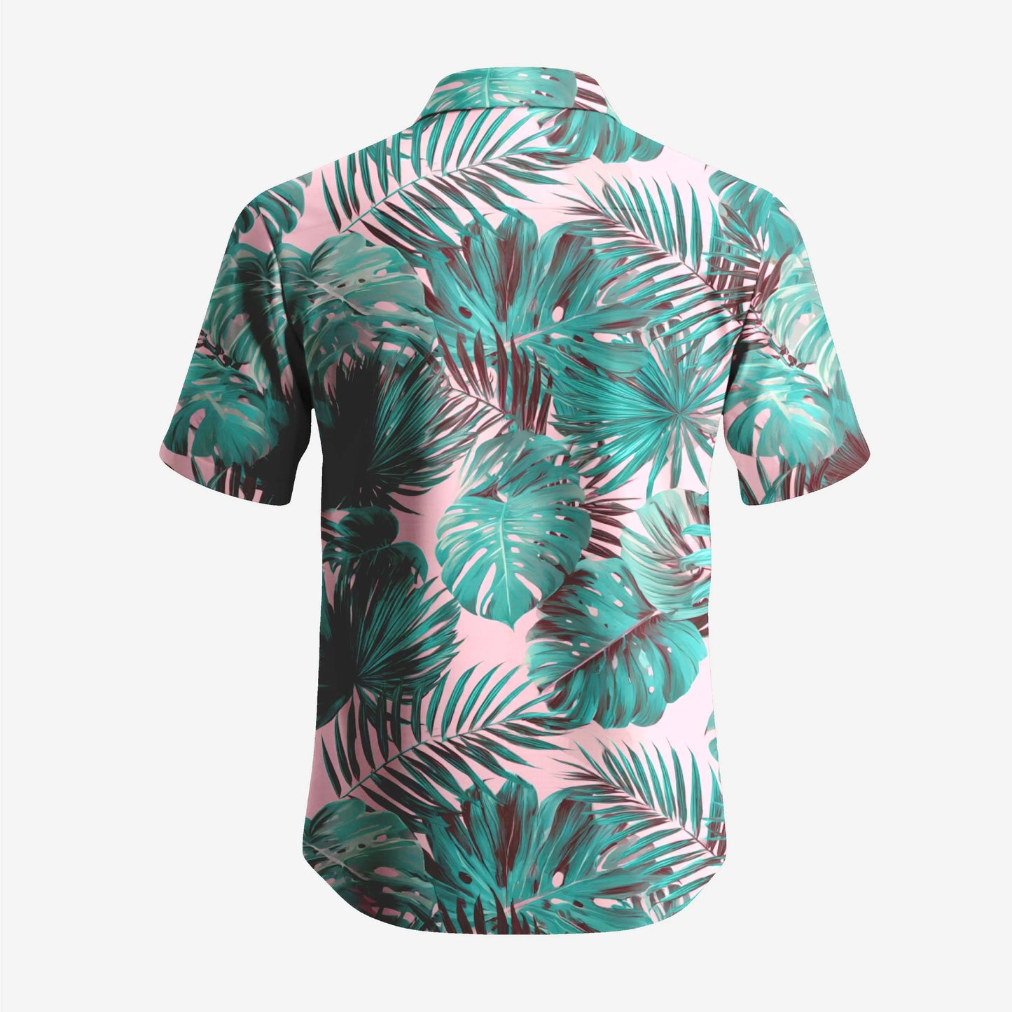 Pink Monstera Leaf Hawaiian Shirt | Tropical Plant Print Short Sleeve