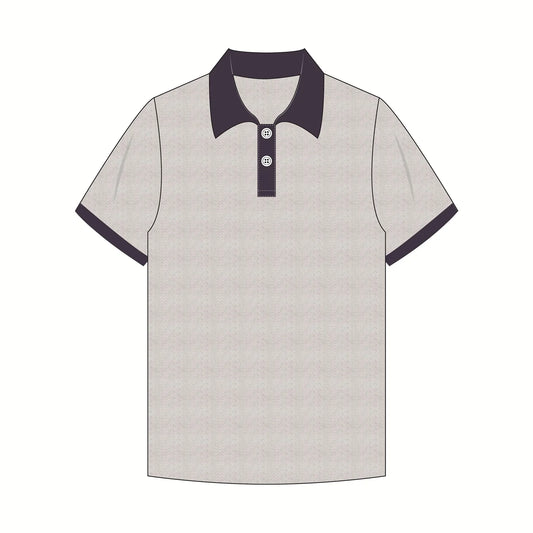Men's High Quality Business Casual Short-Sleeve Polo Shirt Summer Print Patchwork Embroidery Button Decoration Polo Shirt