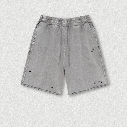 330G Custom Summer High Street Washed Batik Knee Length Shorts Men's Trendy Brand Wasteland Style Five-point Shorts