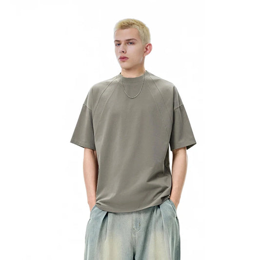 American Street Heavy High Quality Oversized T-Shirt Spring Summer New American Size Patchwork Short-Sleeved T-Shirt for Man