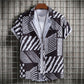 Abstract Art Men's Shirt | Minimalist Brush Stroke Short Sleeve Shirts