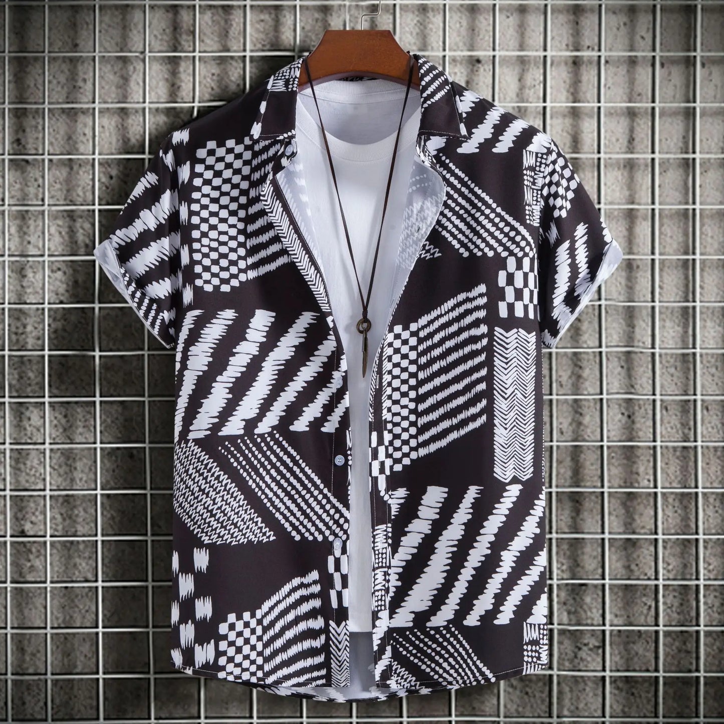 Abstract Art Men's Shirt | Minimalist Brush Stroke Short Sleeve Shirts