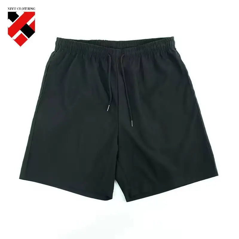 Wholesale Men's French Terry Solid Color Drawstring Breathable Custom Street Wear Side Pocket Mid Waist Print Shorts