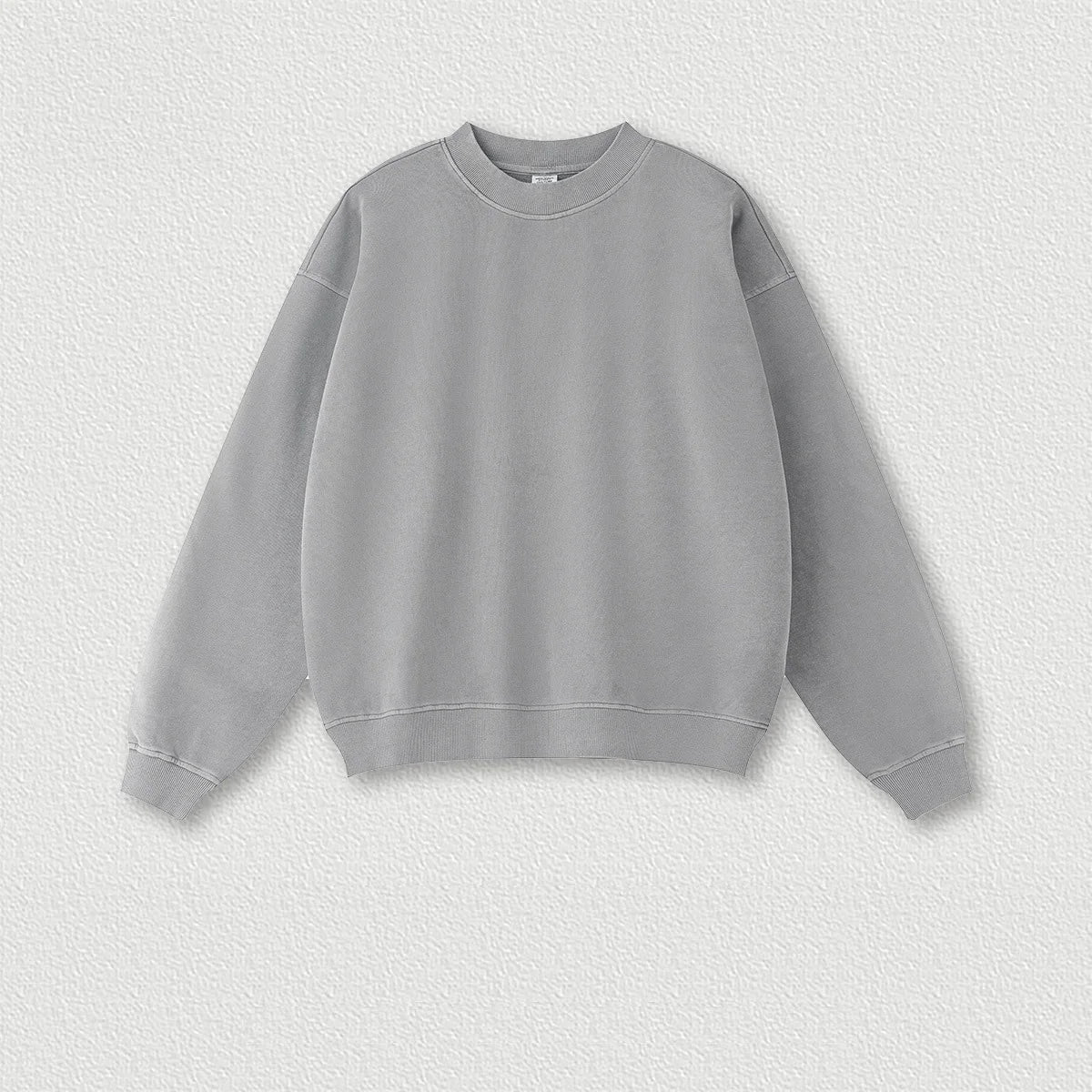 380G 100% Cotton Heavyweight Autumn and Winter Crewneck Couples Shoulder Pullover Sweatshirt Solid Color Sweater Suit