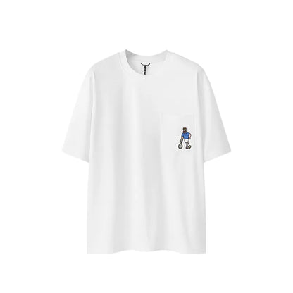 240G Sports Embroidered Pocket T-shirt 6 in 1 Cool Quick-drying Short Sleeves T-shirt for Men