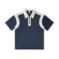 Heavy Quality 240g Color Matching Half Chest Zipper Casual Lapel Short Sleeve POLO Shirt for Men and Women