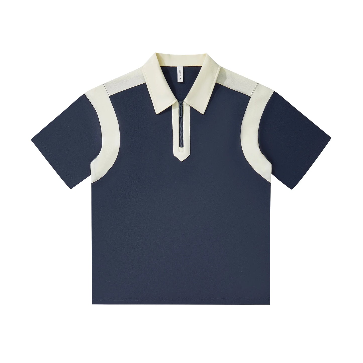 Heavy Quality 240g Color Matching Half Chest Zipper Casual Lapel Short Sleeve POLO Shirt for Men and Women