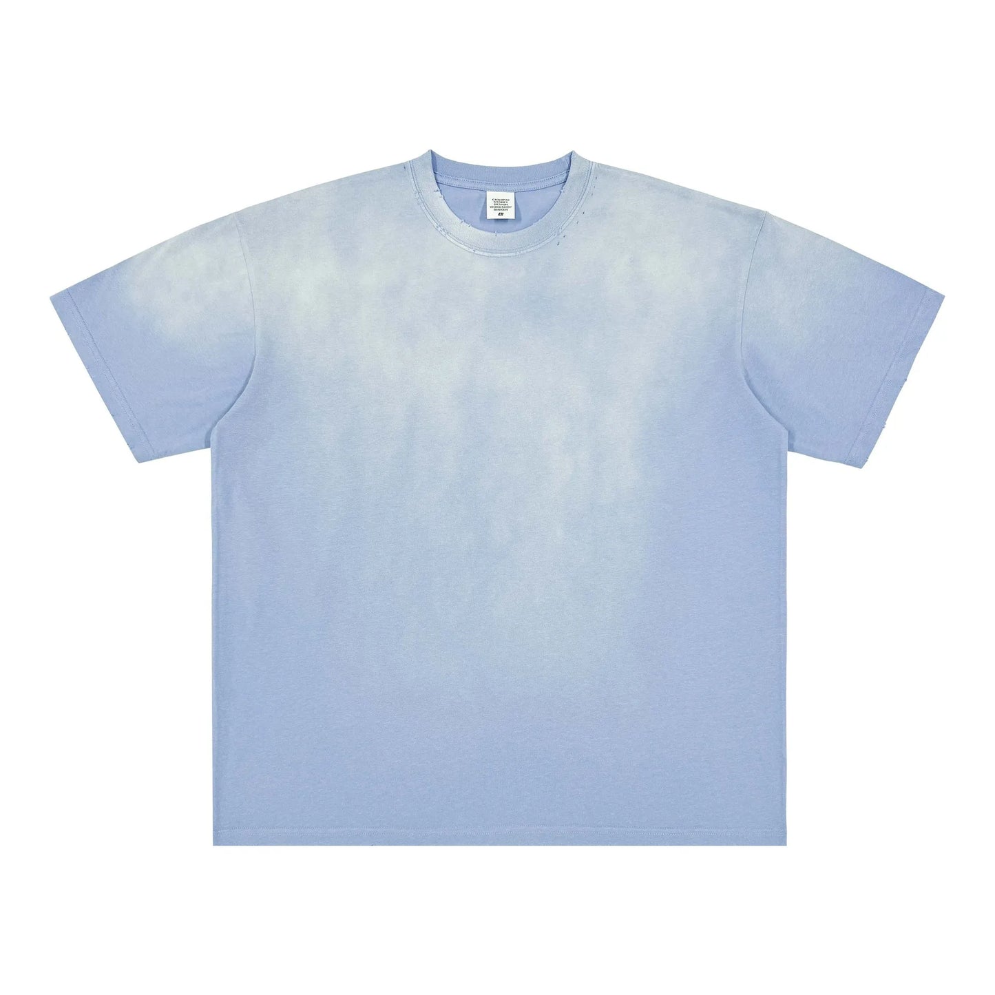American Retro Neckline Worn Short Sleeve 250G Cotton Wash Water Old Round Neck T-shirt Men's Loose Joker T-shirt