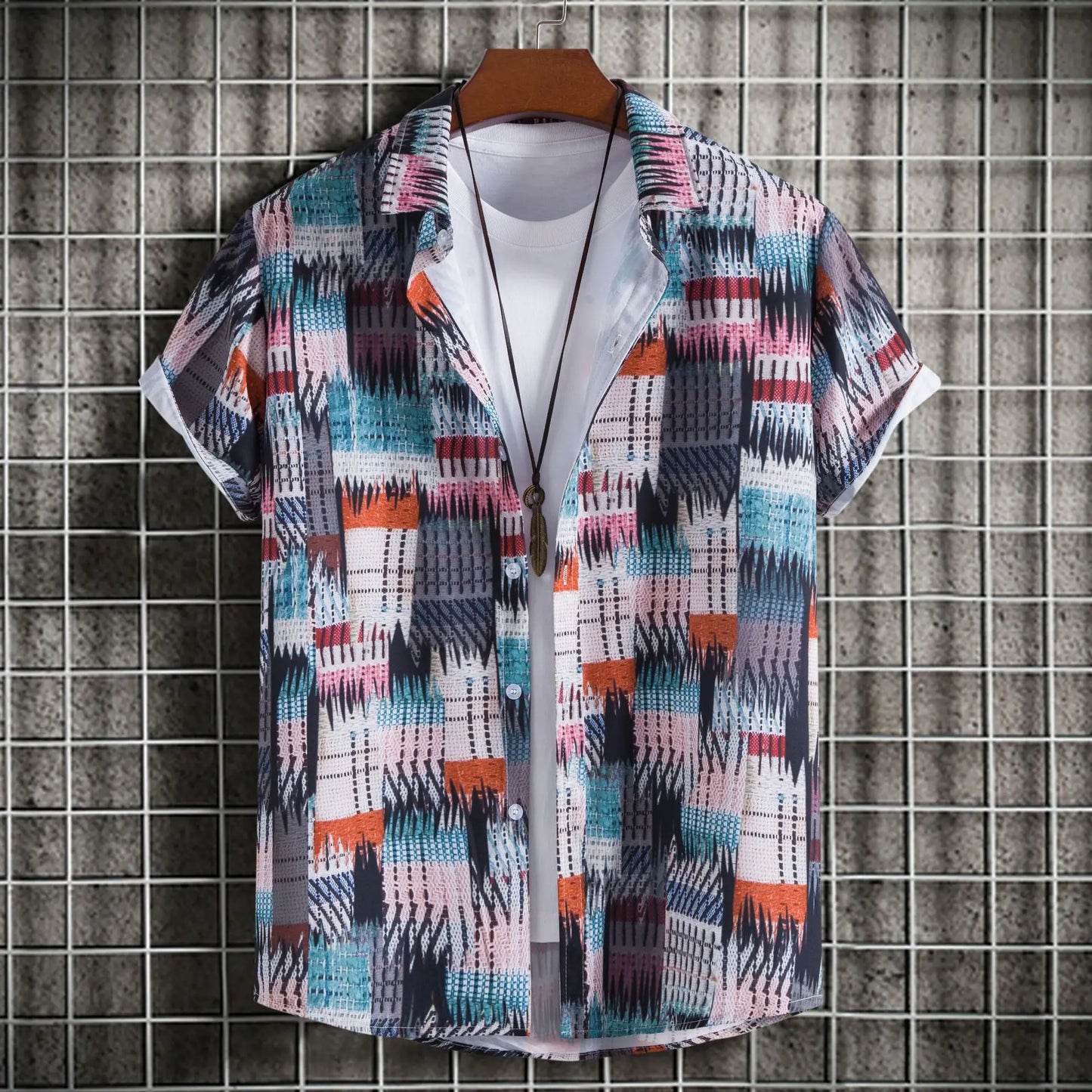 Abstract Art Men's Shirt | Minimalist Brush Stroke Short Sleeve Shirts