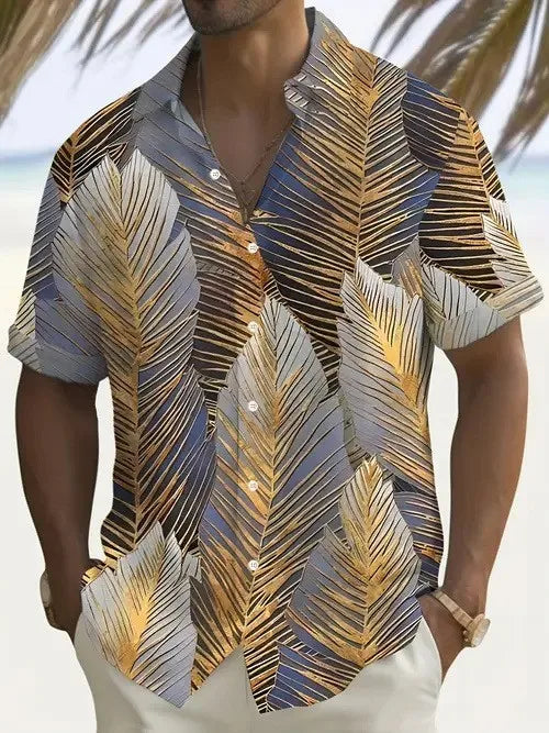 2026 Summer New Hawaiian Floral 3D Digital Printed Polyester Casual Loose Fit Youth Pop Turn-down Collar Men's Shirt