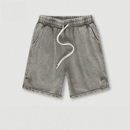 350 Grams 100% Cotton Custom Logo Heavy Weight Retro Wash-slit American Trendy Brand Men's Five-point Pants Men's Shorts