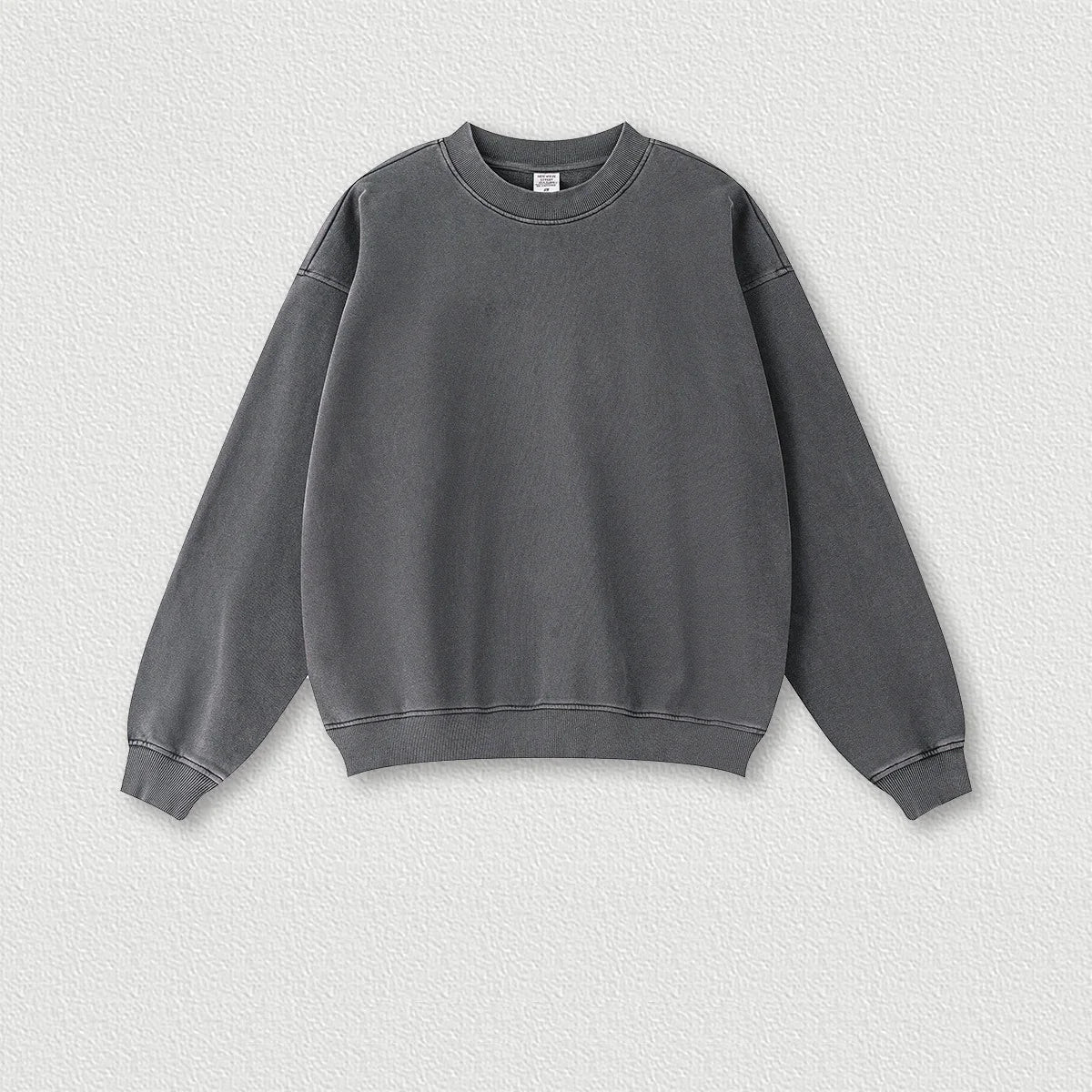 380G 100% Cotton Heavyweight Autumn and Winter Crewneck Couples Shoulder Pullover Sweatshirt Solid Color Sweater Suit