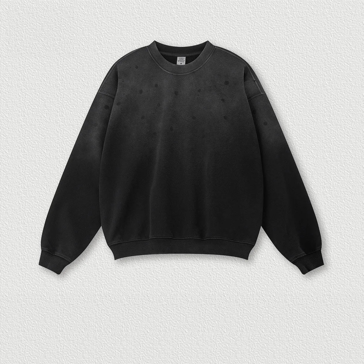 410G Cotton Heavyweight Trendy Brand Round Neck Painted Sweatshirt Sweatpants Men's High-end High Street Washed Sweater