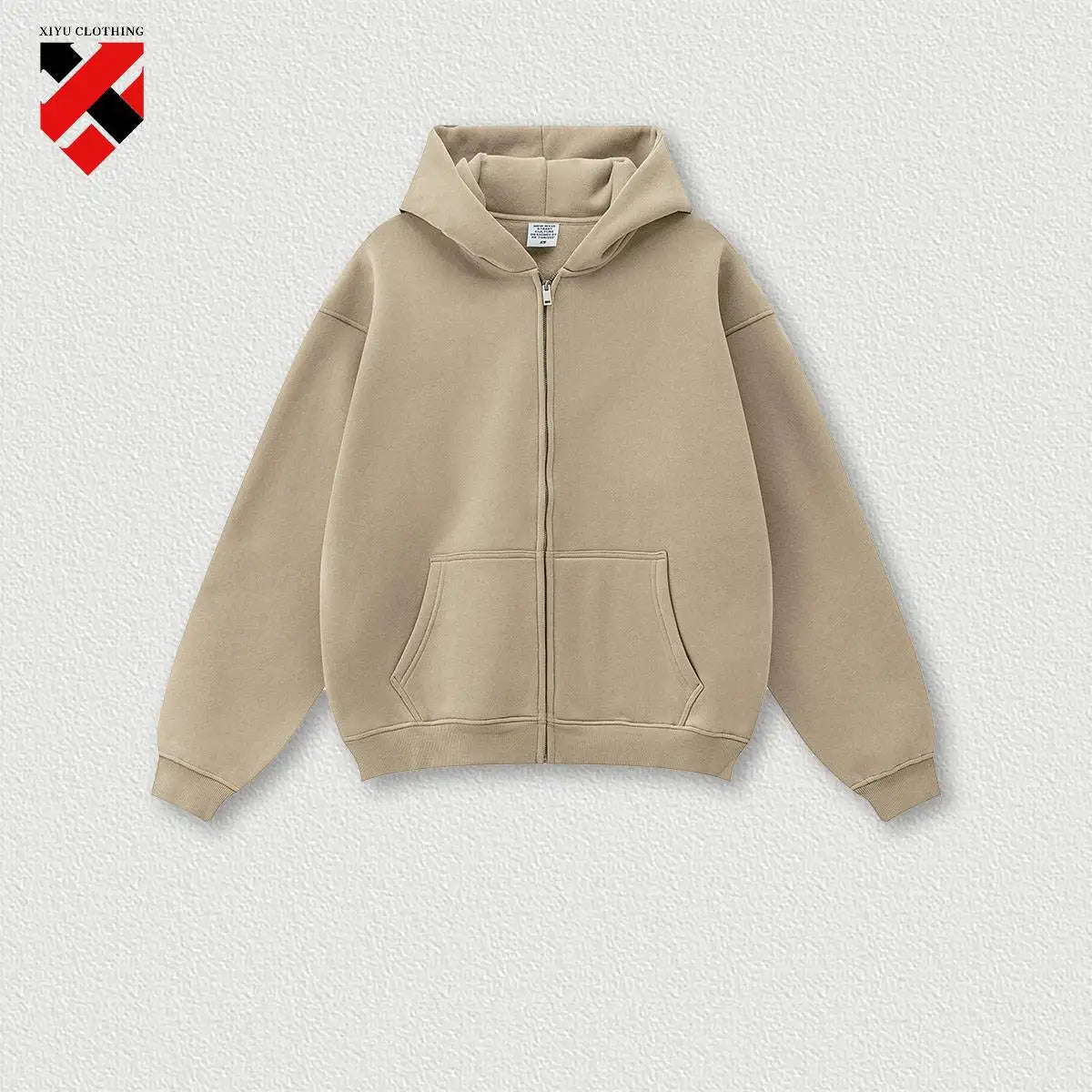345G Custom Logo Heavyweight Men's Casual Hoodie Velvet Hooded Cardigan Sweatshirt Suit Men's  Plus Size Trendy Hoodie