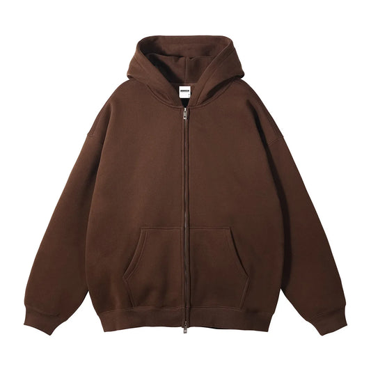 Men Hoodie Double-ended Zipper Pullover High Quality Blank Zip up Hoodies Fleece Cotton 350g Mens Hooded Jacket