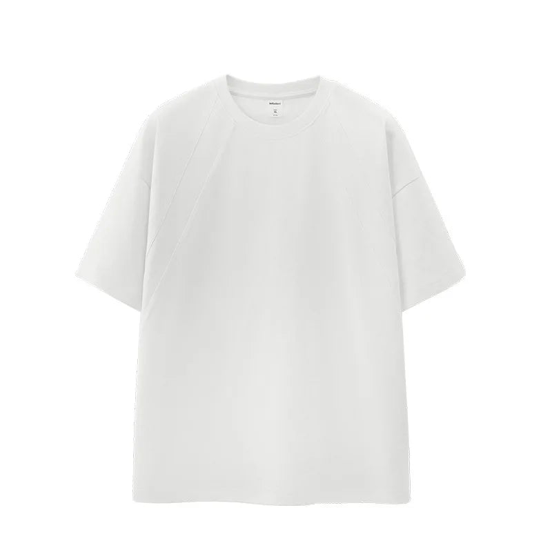 American Street Heavy High Quality Oversized T-Shirt Spring Summer New American Size Patchwork Short-Sleeved T-Shirt for Man