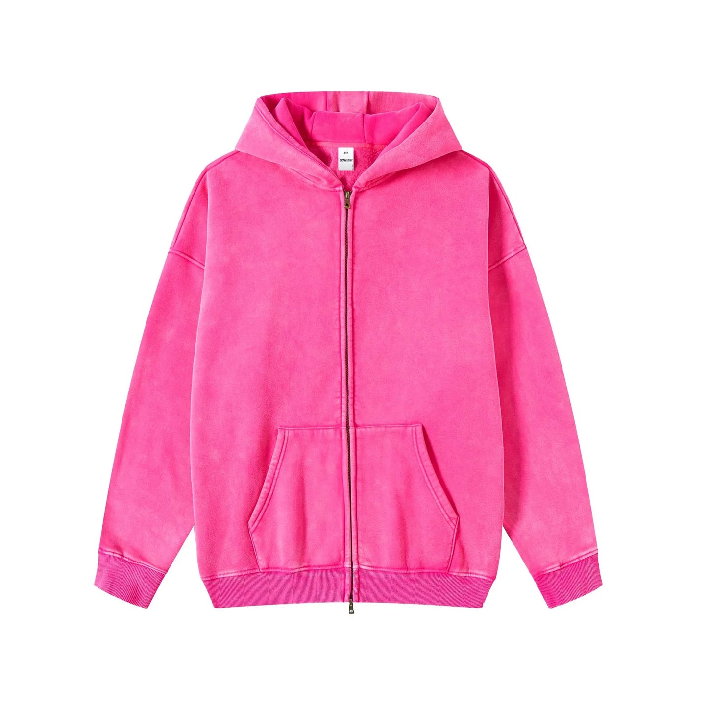 Custom Logo Embroidered Zipper OEM/ODM Men's Autumn/Winter Long Solid Color Oversized Fleece Hooded Sweatshirt Pocket Waterproof