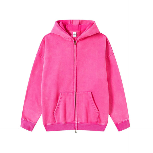 Custom Logo Embroidered Zipper OEM/ODM Men's Autumn/Winter Long Solid Color Oversized Fleece Hooded Sweatshirt Pocket Waterproof