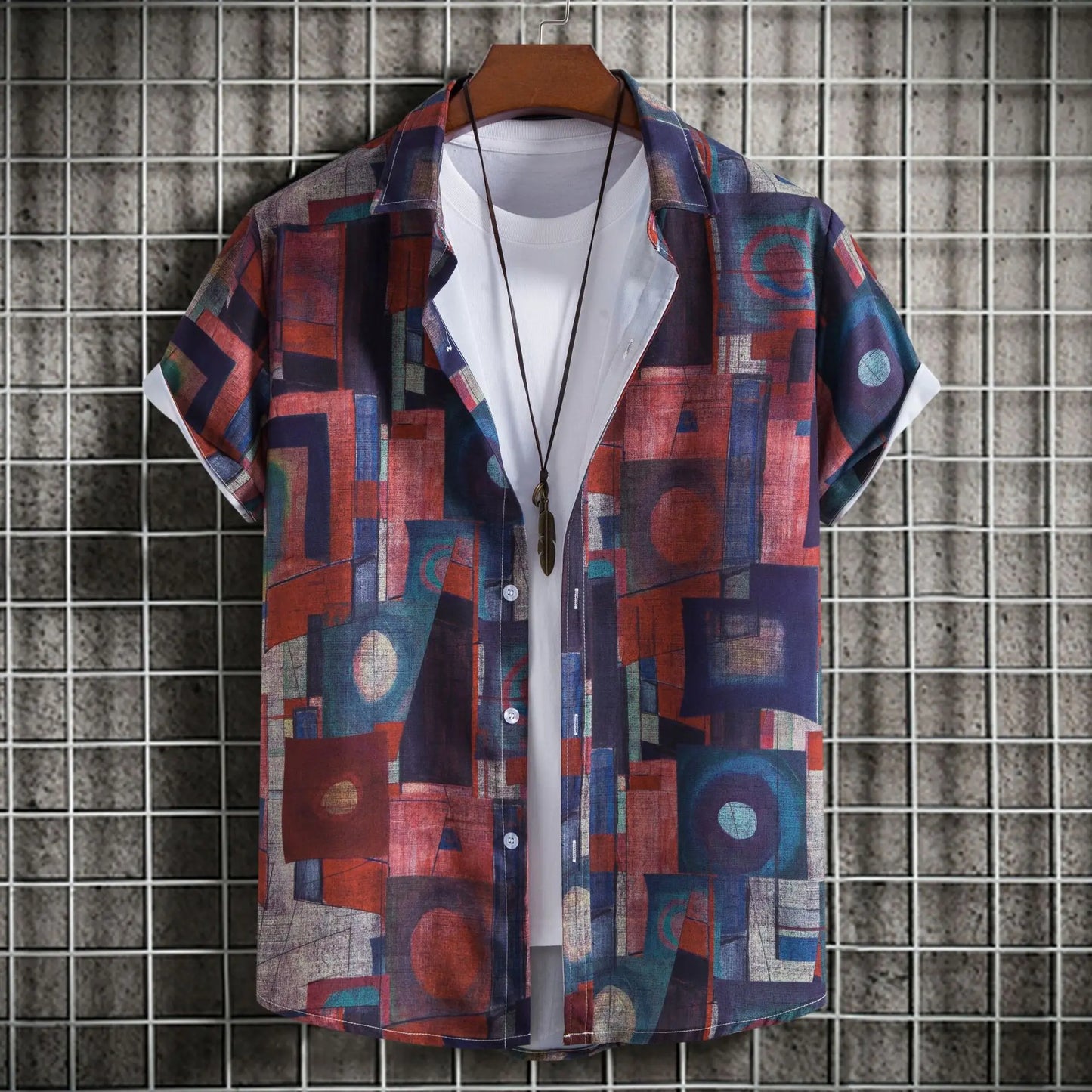 Abstract Art Men's Shirt | Minimalist Brush Stroke Short Sleeve Shirts