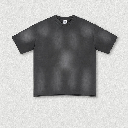 285 Grams 100% Cotton Heavy Weight Plain-patterned Shoulder-loose Rolled-up Short-sleeved Monkey Washed Oversize TShirt