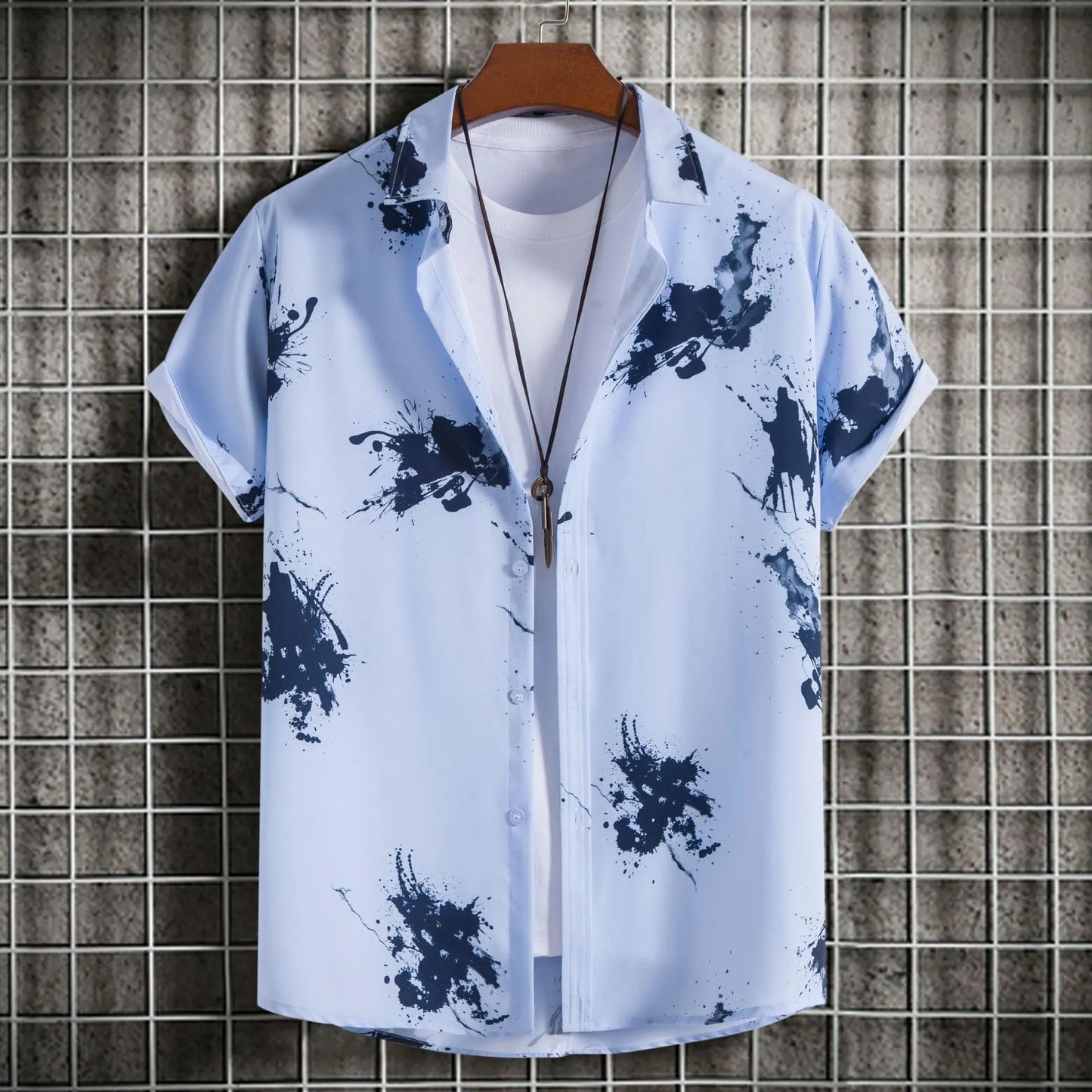 Abstract Art Men's Shirt | Minimalist Brush Stroke Short Sleeve Shirts