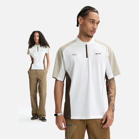 165G Cycling Zipper T-shirt Spring and Summer New Product Cool Pearl Outdoor Sports Contrasting Color Tailoring Short Sleeves