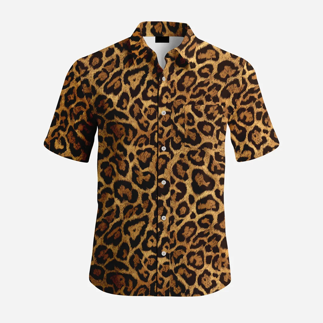 Custom Logo Design Sublimation Print Men's Hawaiian Print Shirt Sleeve Casual Button-Up Tropical Summer Beach Shirt Anti-Pilling