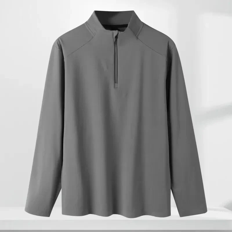 Custom LOGO Heavy Quality New Long Sleeve Zipper Fitting Casual Style POLO Shirt Autumn Men's Golf Shirt for Man