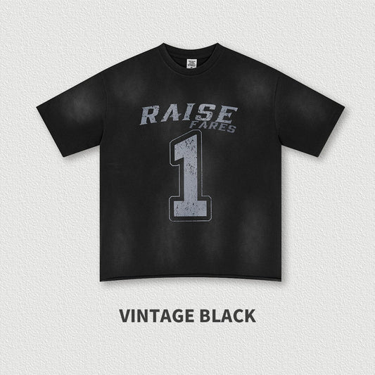 285G Heavyweight 100% Cotton Retro Design Printed Short-sleeved T-shirt Handsome Black Top Heavy Clothes Men's Trendy