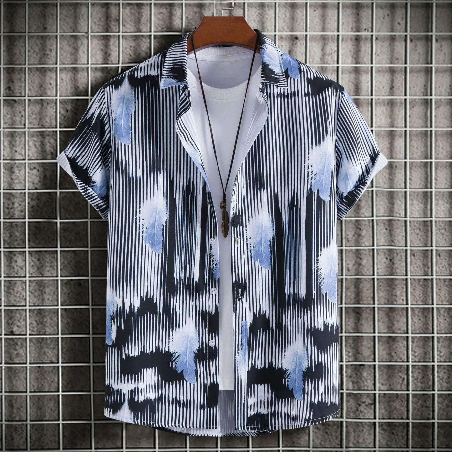Abstract Art Men's Shirt | Minimalist Brush Stroke Short Sleeve Shirts