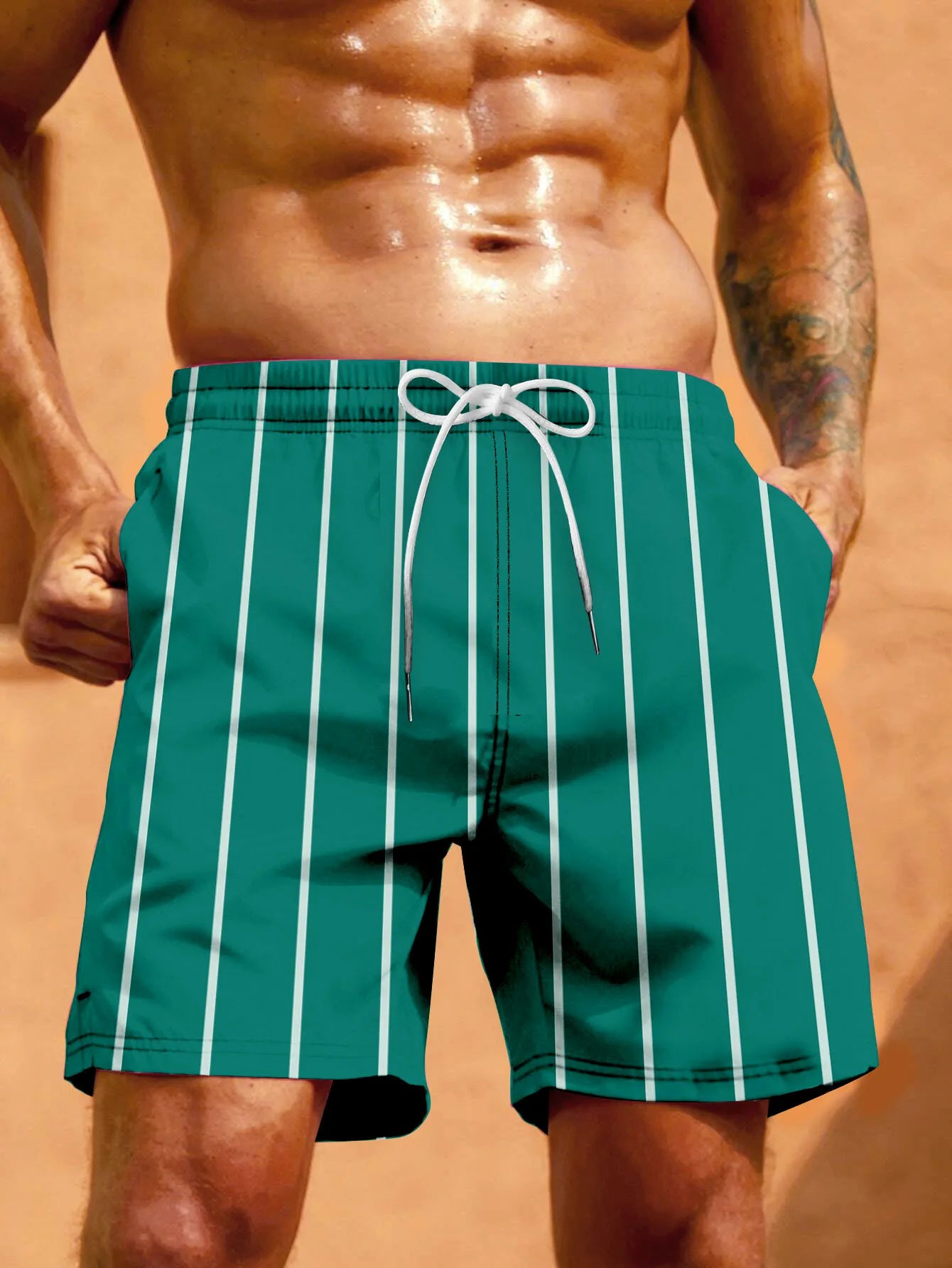 Men's Solid Plain Quick Dry Outdoor Jogger Beach Board Shorts Swimwear Customized Logo Colors Made of Polyester