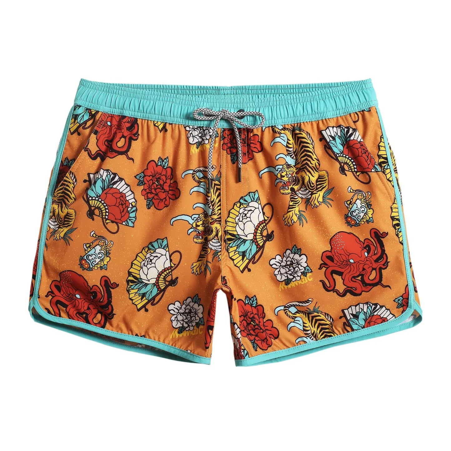 Custom Logo Men's Breathable Swim Shorts Relaxing Mid Waist Hot Shorts Drawstring Closure for Pool Beach Shorts