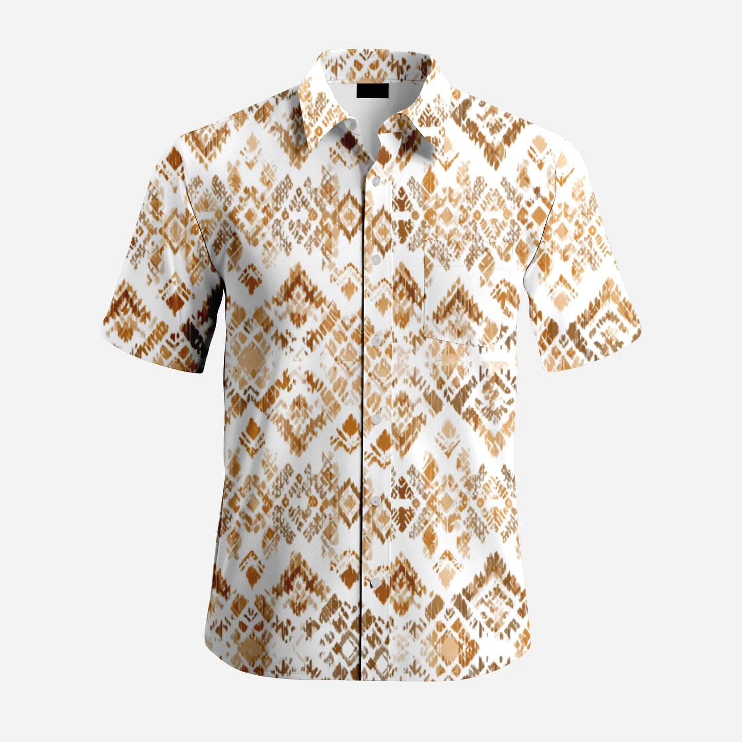 Custom Printed 100% Polyester Floral Stand Collar Casual Men's Button-Up Shirt for Beach Vacation Anti-Pilling Shirts OEM Service