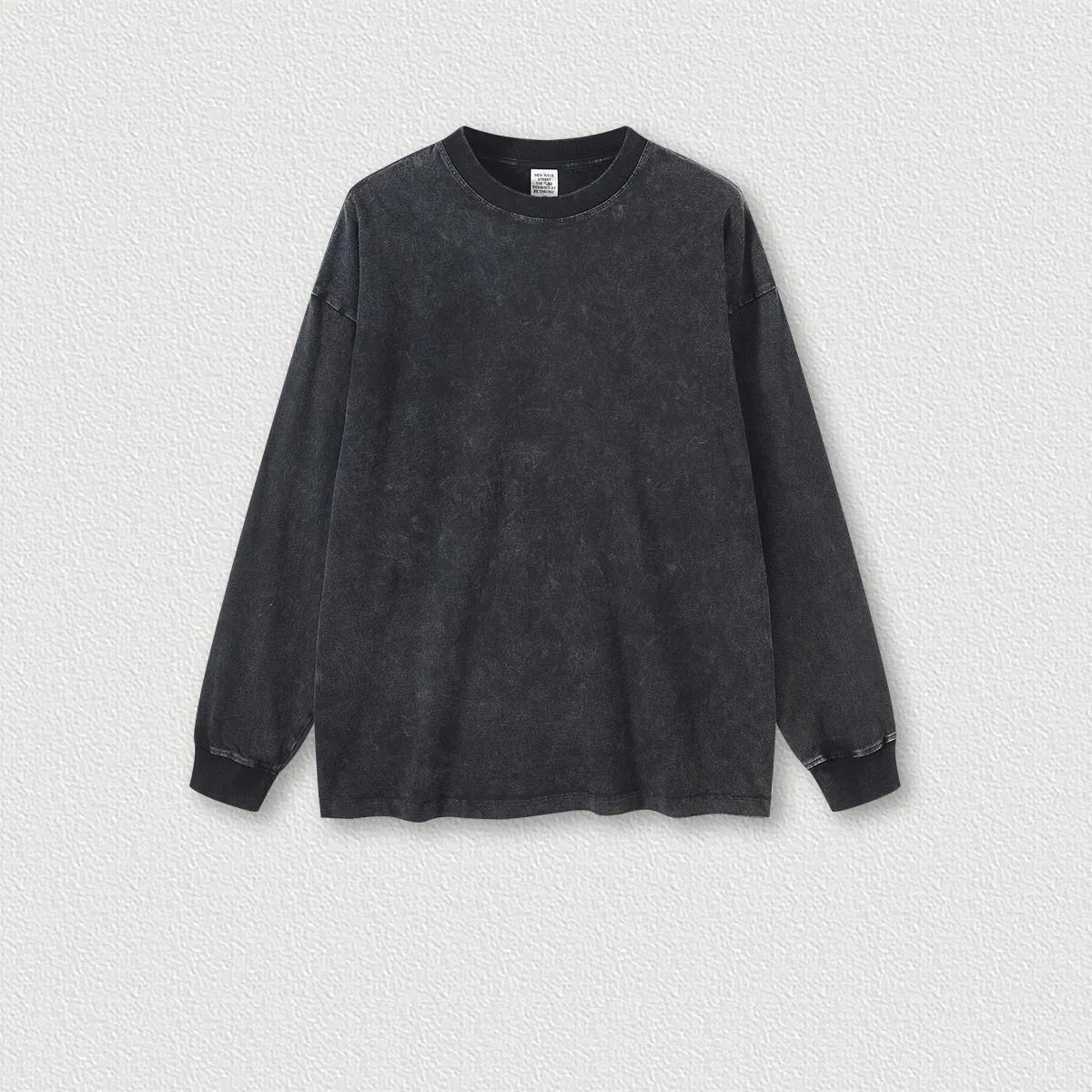 270G 100% Cotton Washed Custom Logo Star Eyes Old Long Sleeve T-shirt Men's Retro Washed Teen Tops T-shirt for Men