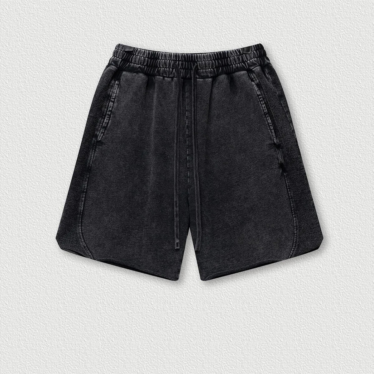 330G 100% Cotton Custom logo High Street Batik Washed Old Men's Shorts Loose Mid-Pants Men Fashion Brand Casual Shorts
