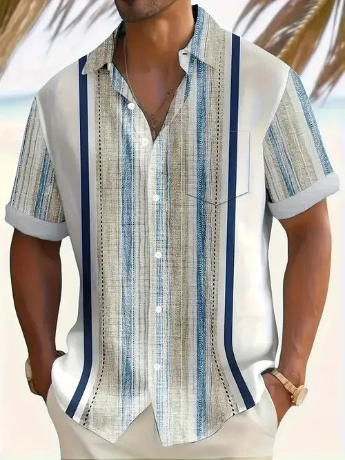 2026 Summer New Hawaiian Floral 3D Digital Printed Polyester Casual Loose Fit Youth Pop Turn-down Collar Men's Shirt