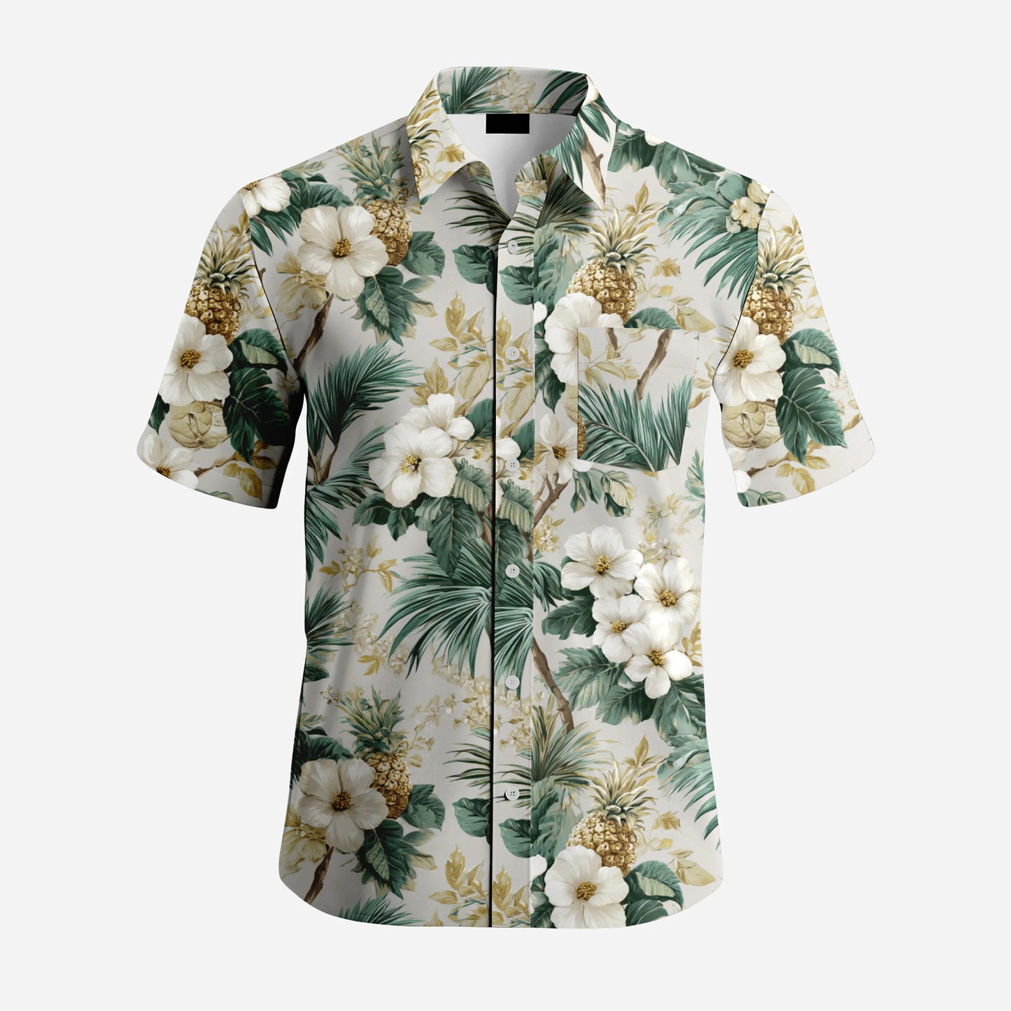 2026 Custom Short Sleeve Stand Collar Casual Shirt Men Slim Fit Summer Floral Printed Eco-Friendly UV Protection Hawaiian Shirt