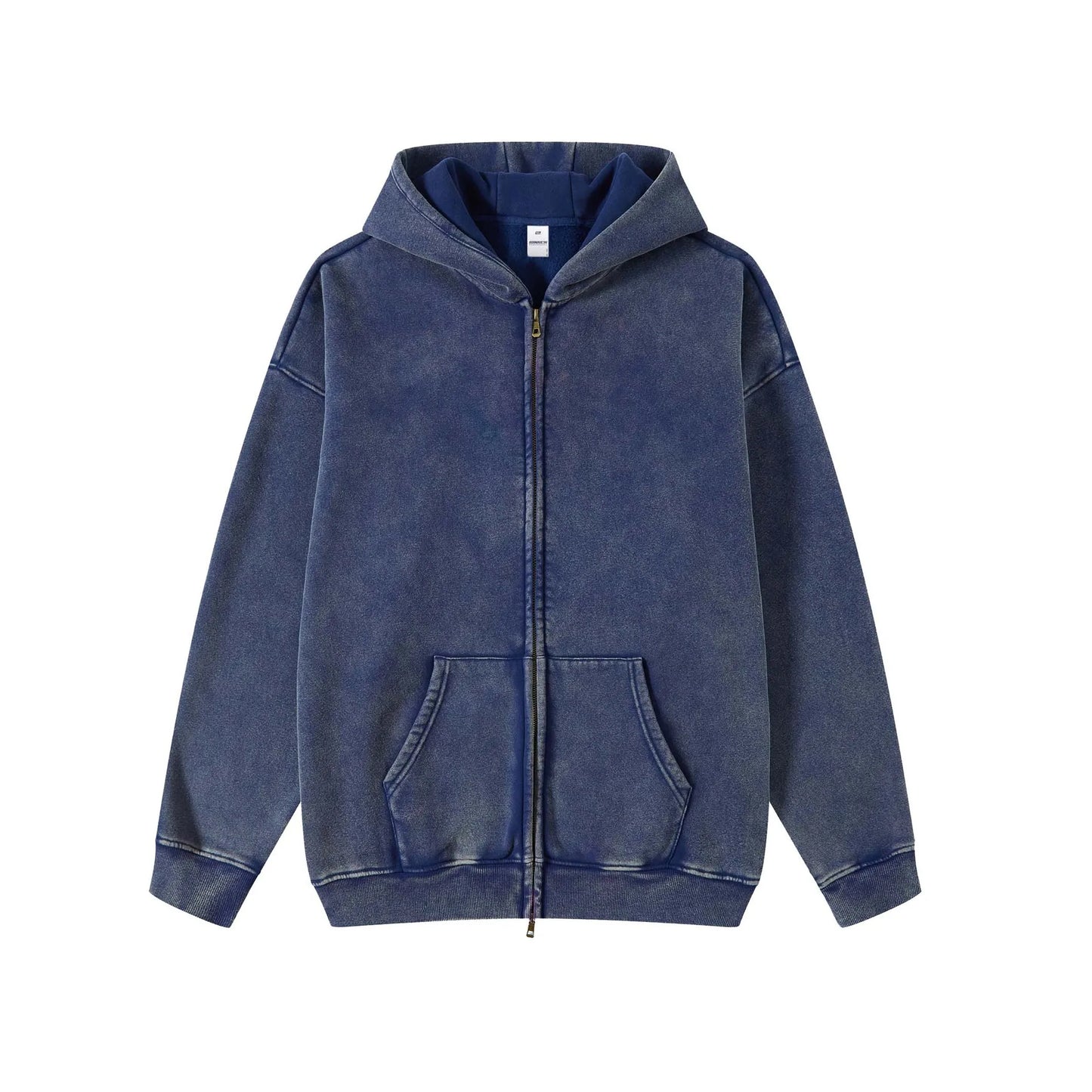 Custom Logo Embroidered Zipper OEM/ODM Men's Autumn/Winter Long Solid Color Oversized Fleece Hooded Sweatshirt Pocket Waterproof
