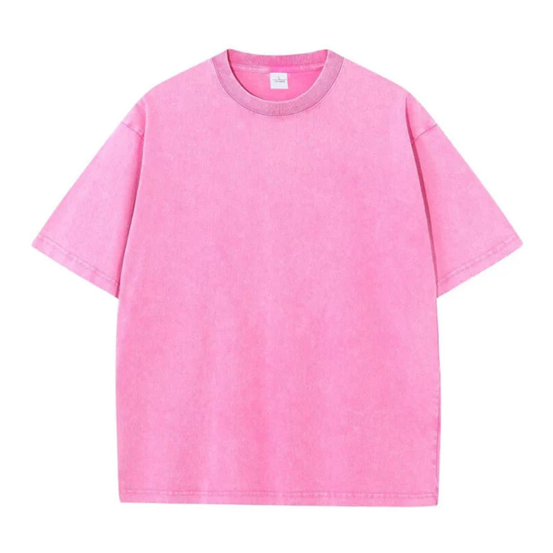 100% Cotton 230G Vintage Snowflake Point Solid Color T-Shirts for Men/Women Short Sleeve Washed Street Hip Hop Tshirts